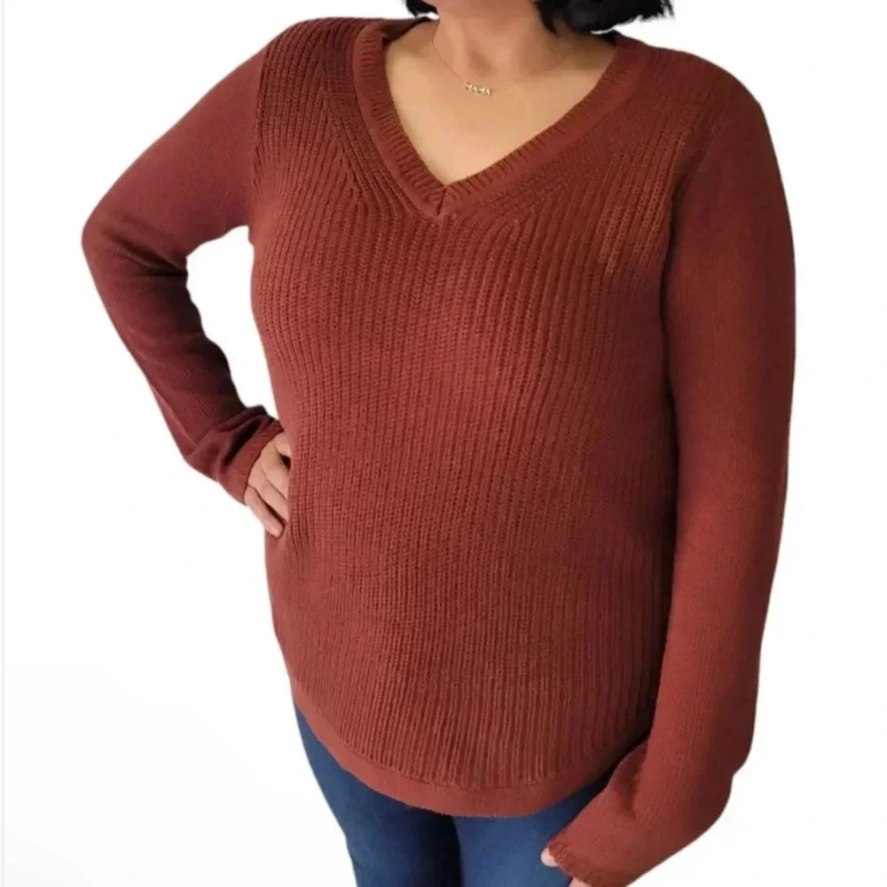 NWT RD Style Knit Womens Sweater Rust Color Size XXL